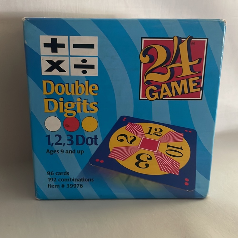 Double digits 24 game 1,2,3 Dot math challenge ages 9 and up